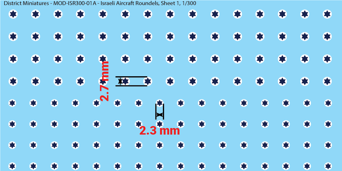 Modern Israeli Aircraft Roundels (Multiple Options), 1/300 Decals