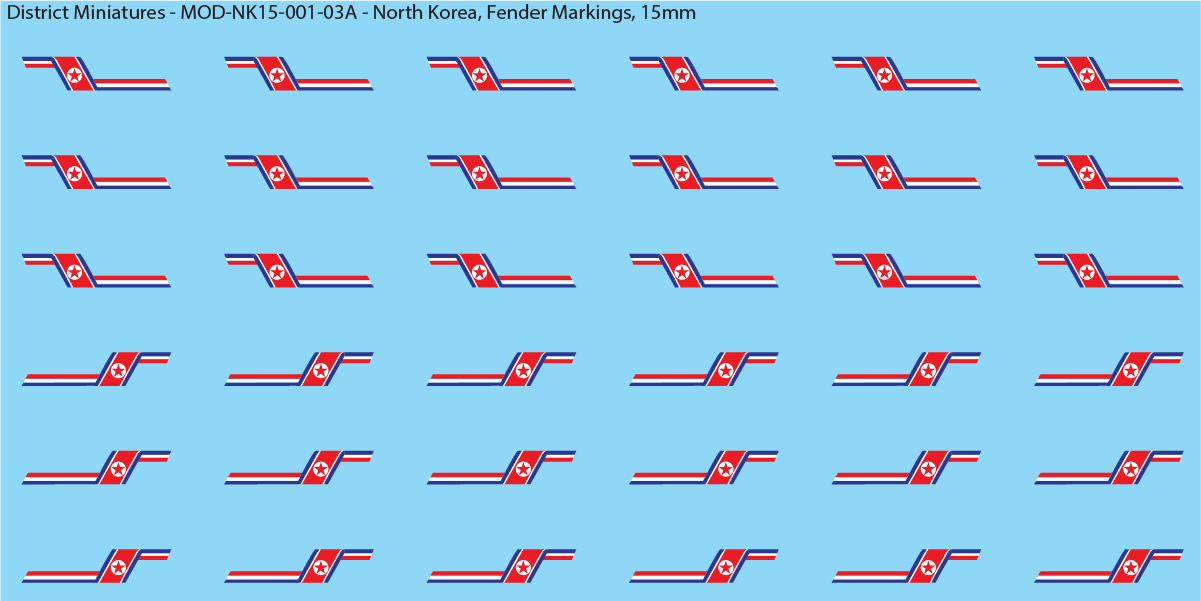 North Korea, Tank Side Fender Markings, 15mm Decals