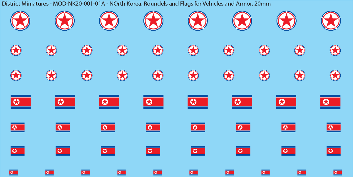 North Korea, Roundels and Flags for Vehicles and Armor, 20mm Decals