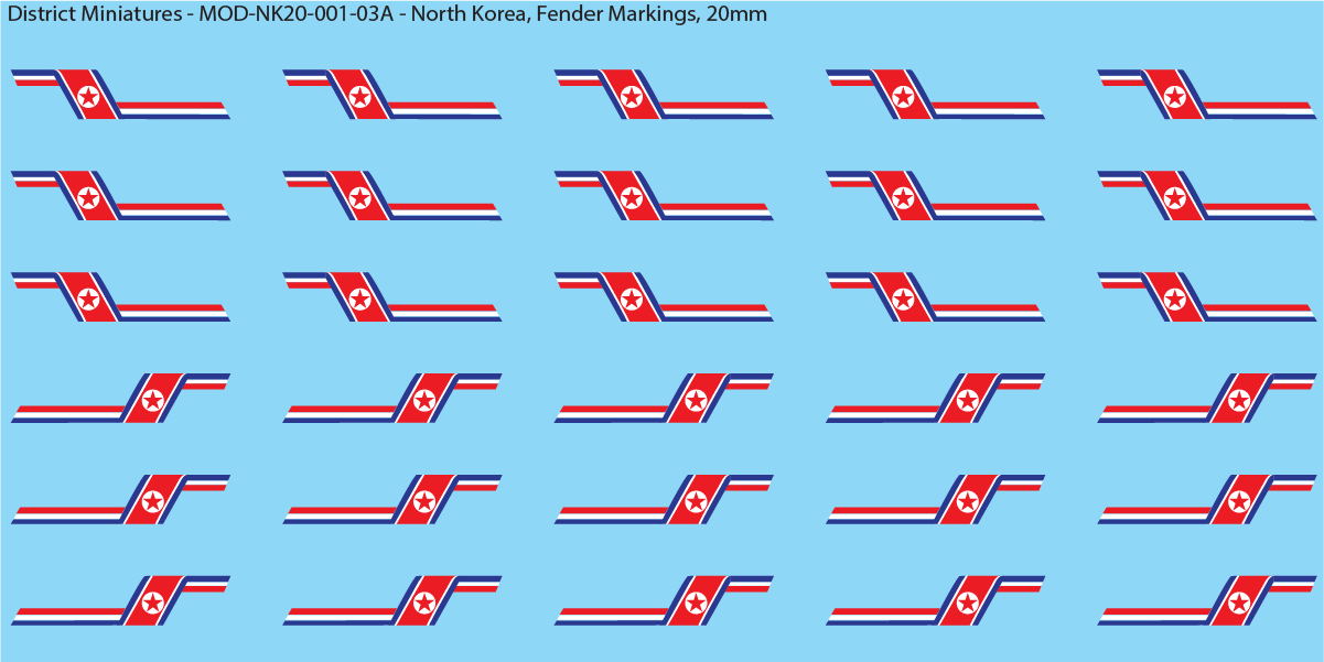 North Korea, Tank Side Fender Markings, 20mm Decals