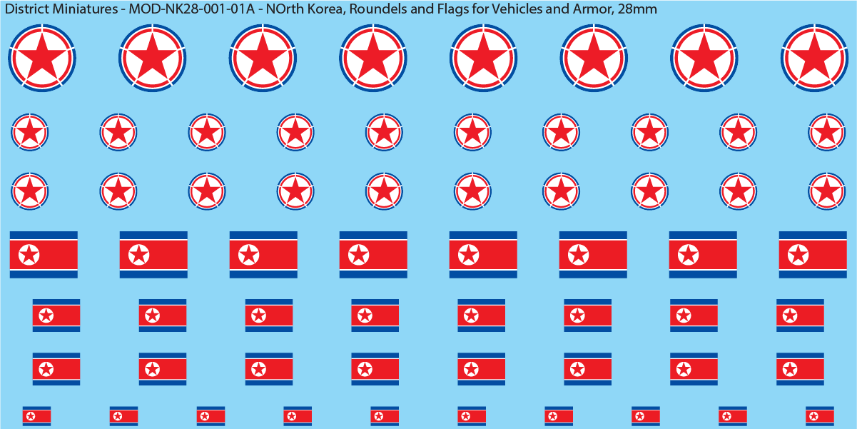 North Korea, Roundels and Flags for Vehicles and Armor, 28mm Decals