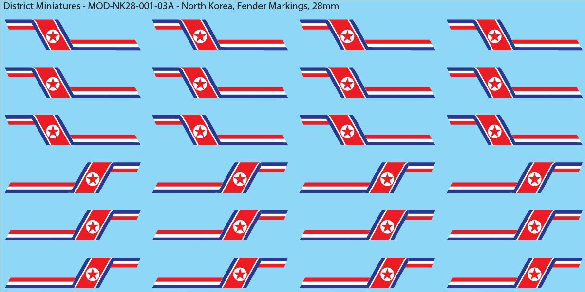 North Korea, Tank Side Fender Markings, 28mm Decals