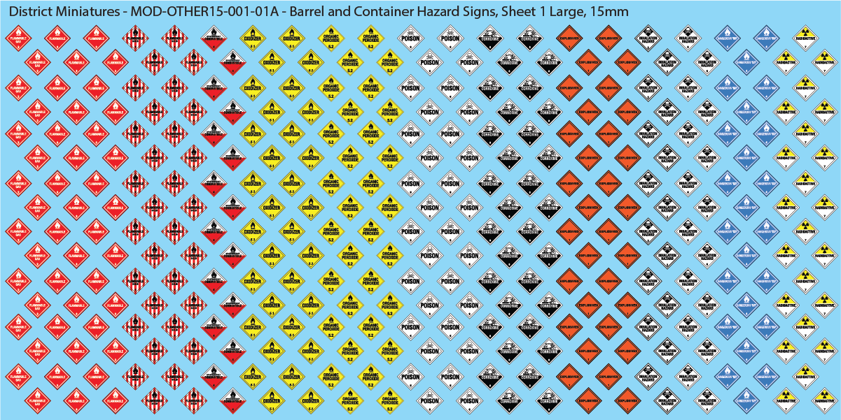 Barrel and Container Hazard Signs, 15mm