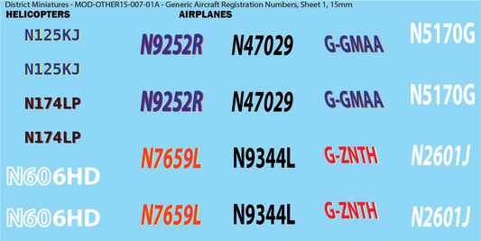 Modern Generic Aircraft Registration Number, 15mm
