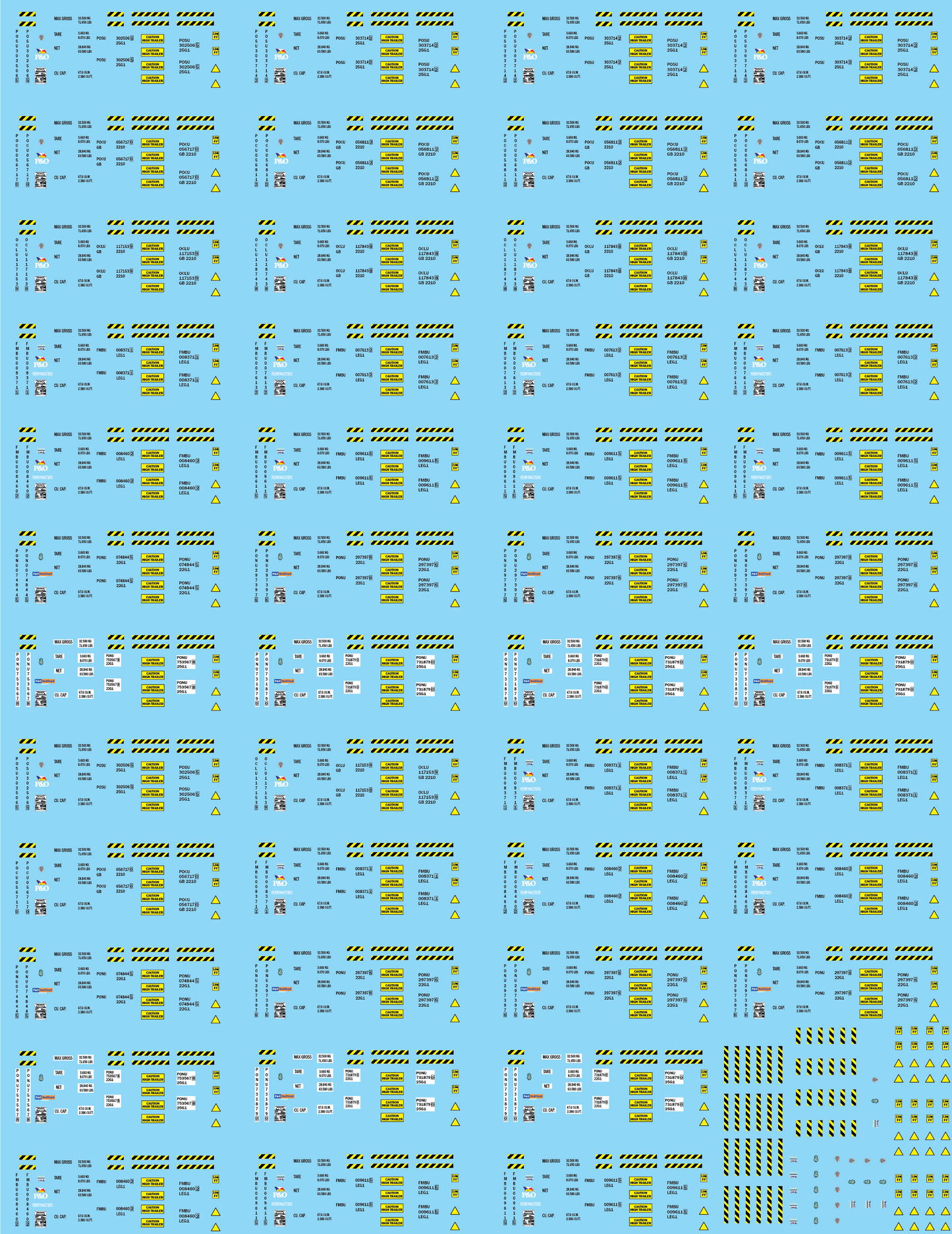 Shipping Container Information Decals (Multiple Options), 15mm