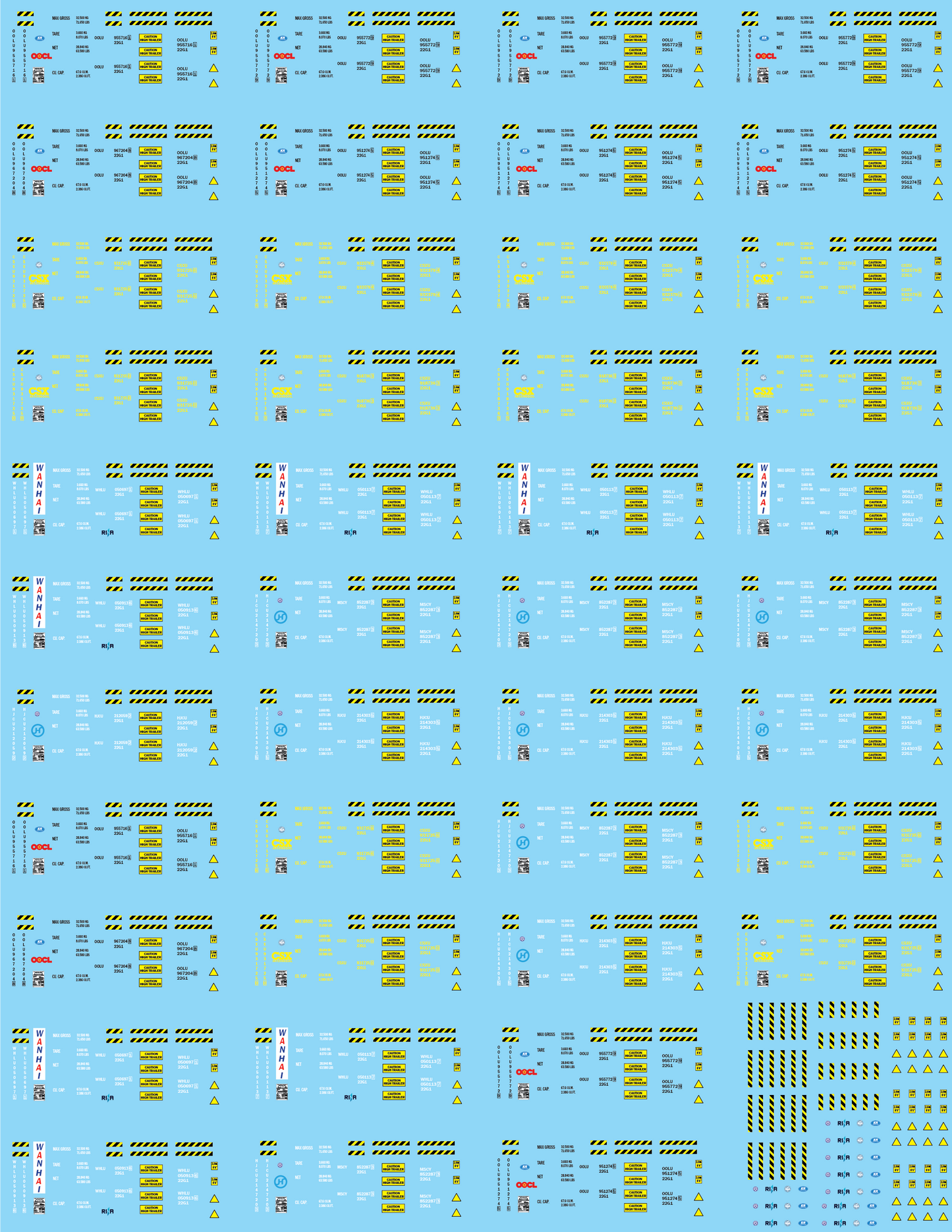 Shipping Container Information Decals (Multiple Options), 15mm