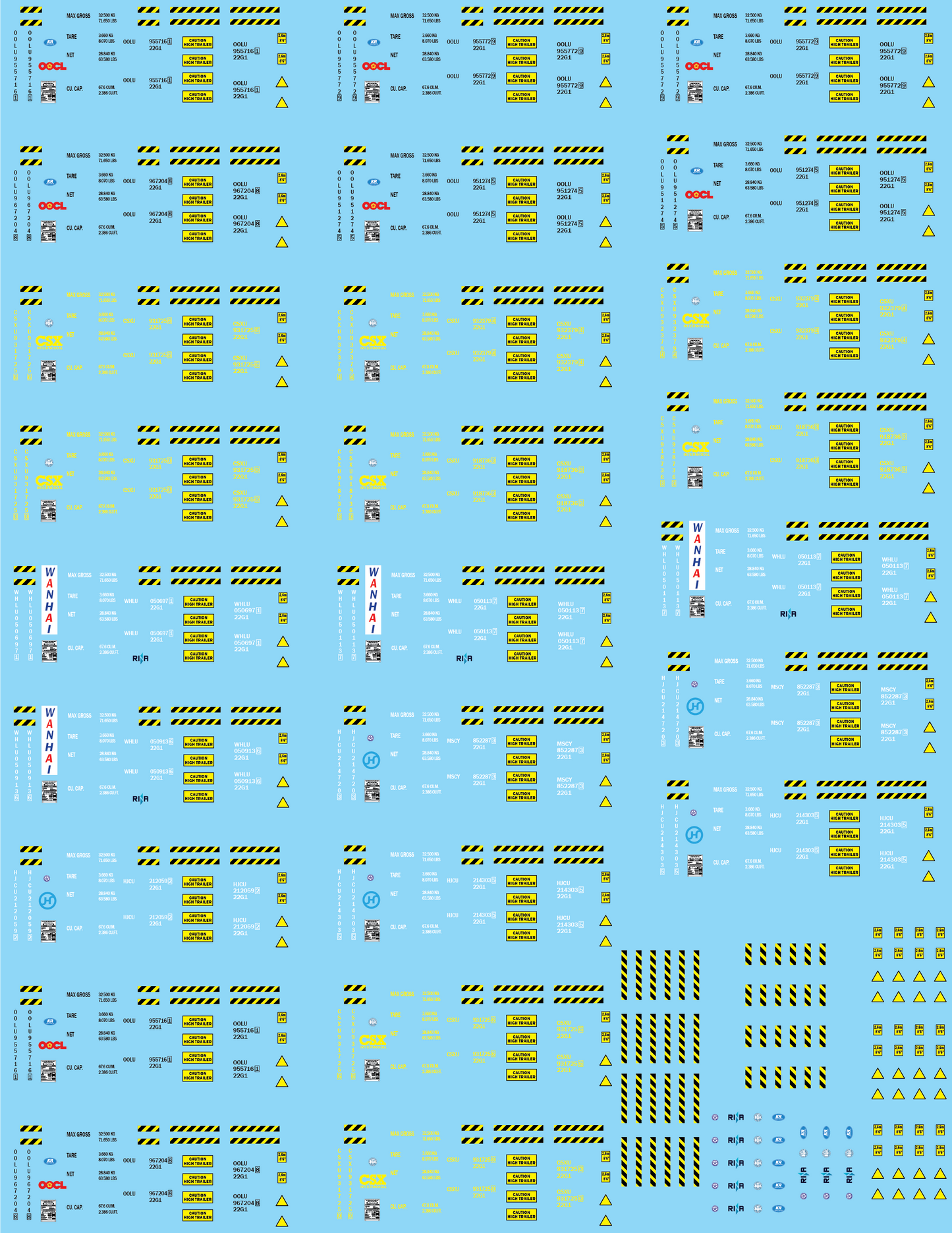 Shipping Container Information Decals (Multiple Options), 20mm