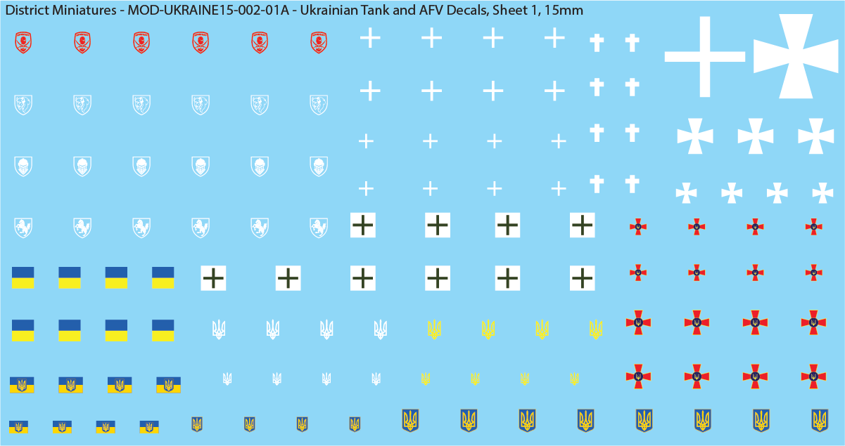 Ukrainian Tank and AFV Decals, 15mm