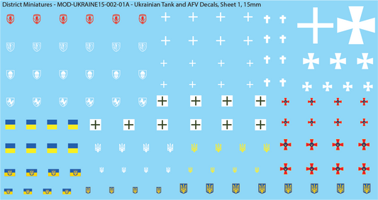 Ukrainian Tank and AFV Decals, 15mm