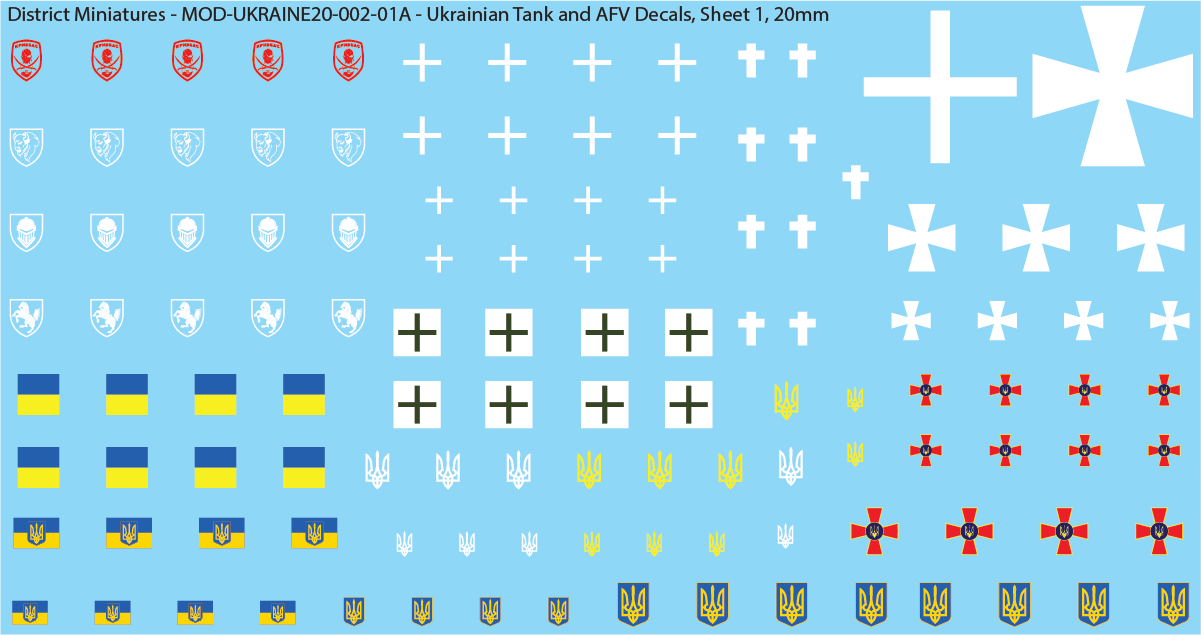 Ukrainian Tank and AFV Decals, 20mm
