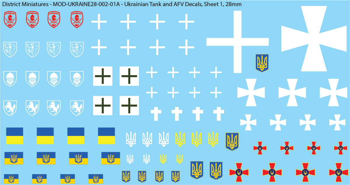 Ukrainian Tank and AFV Decals, 28mm