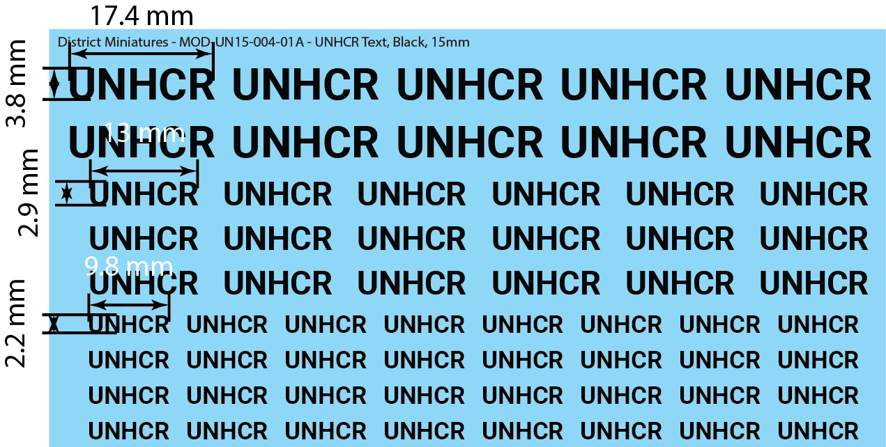 United Nations UNHCR Text, 15mm