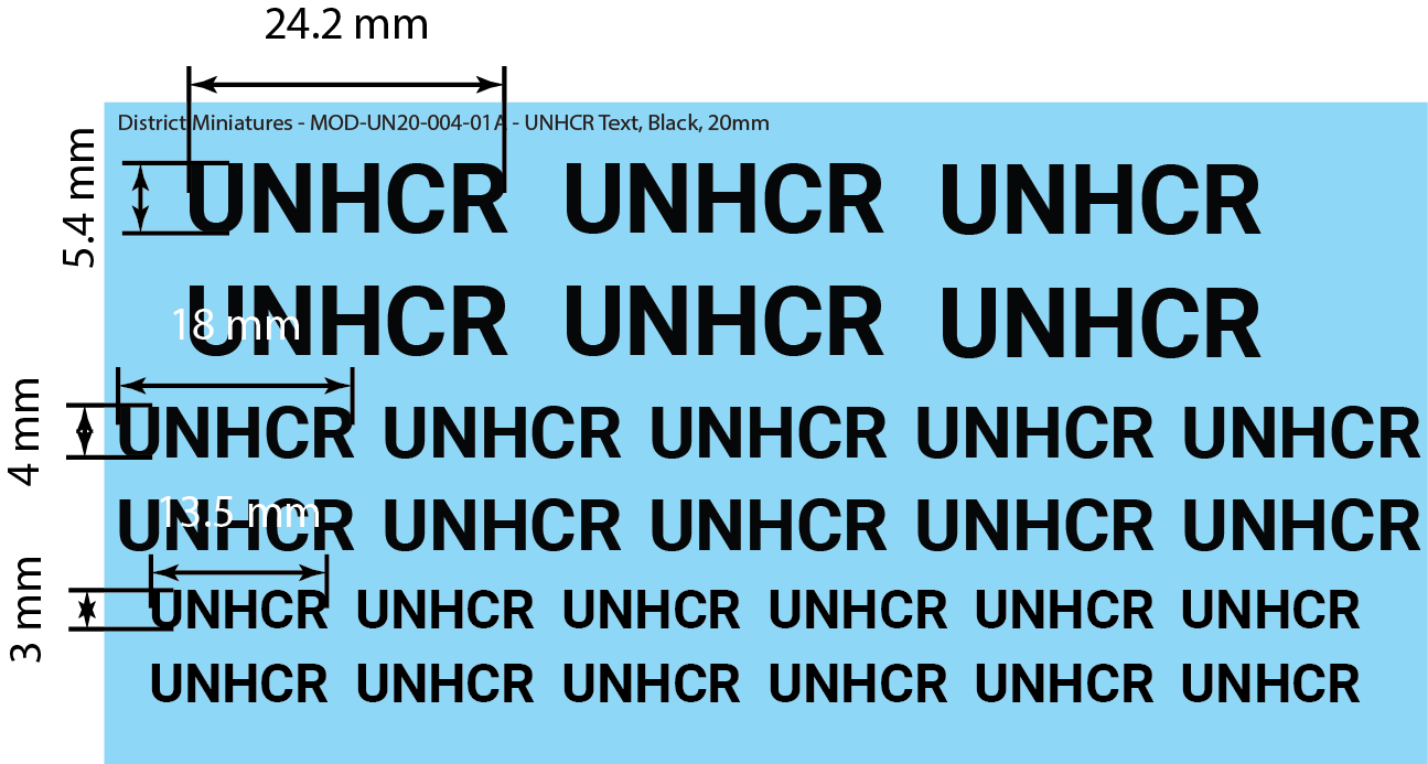 United Nations UNHCR Text, 20mm