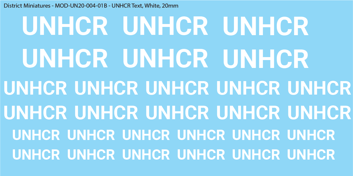 United Nations UNHCR Text, 20mm