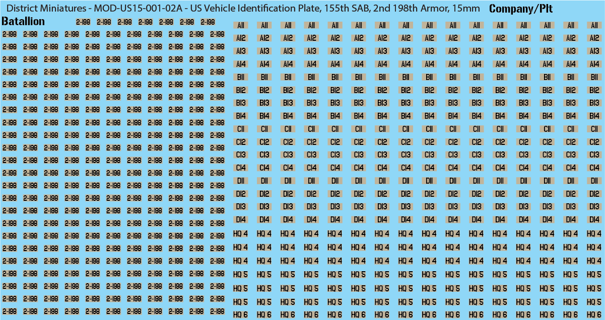 Modern US Vehicle Identification Plates, Mississippi Army National Guard, 15mm