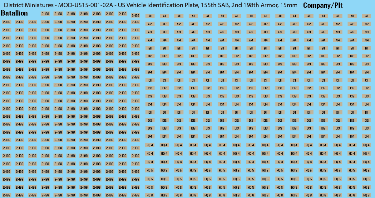 Modern US Vehicle Identification Plates, Mississippi Army National Guard, 15mm