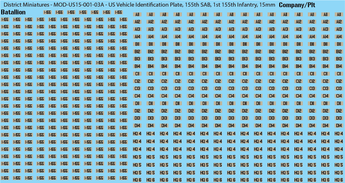 Modern US Vehicle Identification Plates, Mississippi Army National Guard, 15mm