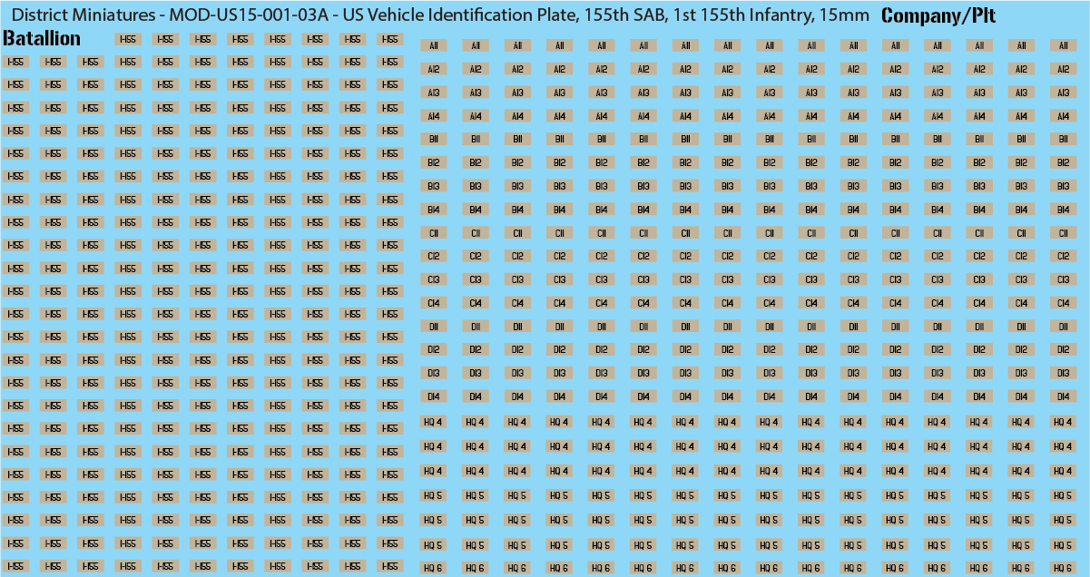 Modern US Vehicle Identification Plates, Mississippi Army National Guard, 15mm