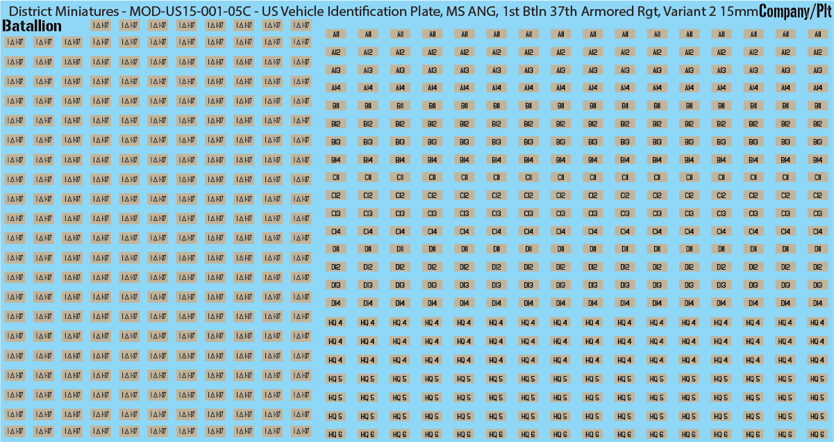 Modern US Vehicle Identification Plates, Mississippi Army National Guard, 15mm