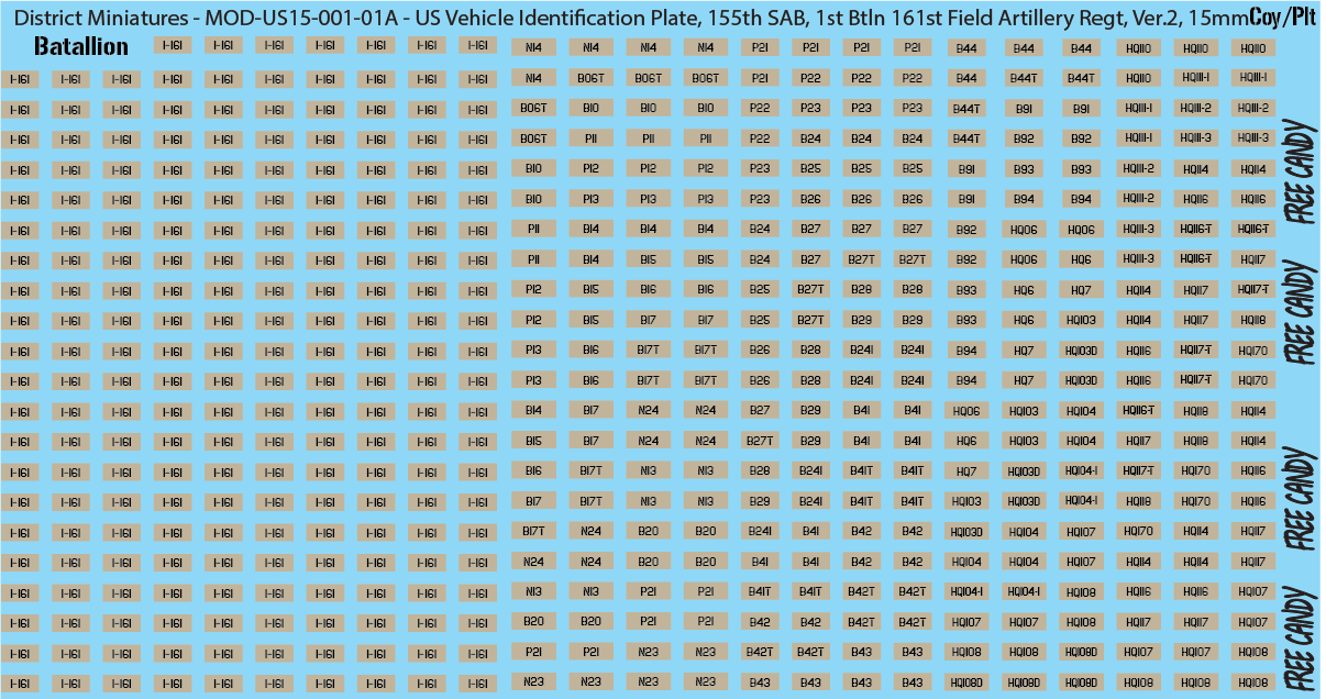 Modern US Vehicle Identification Plates, Mississippi Army National Guard, 15mm