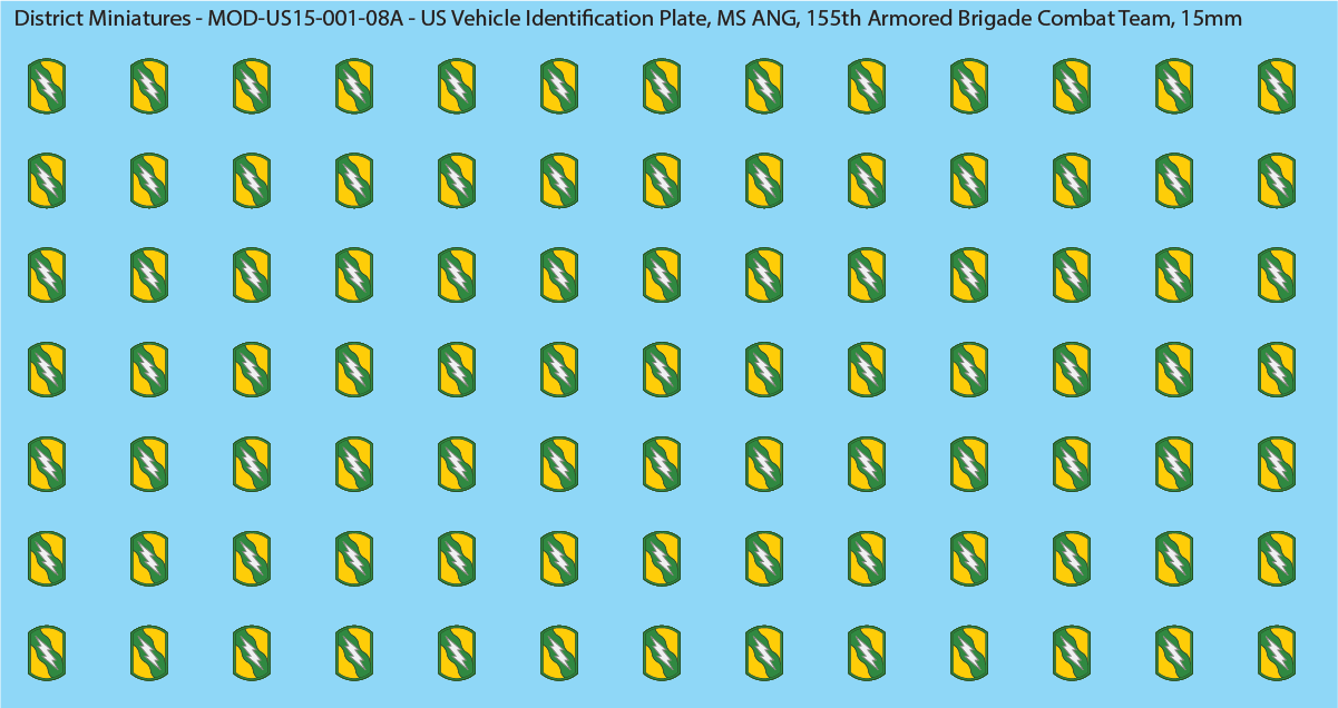 Modern US Vehicle Identification Plates, Mississippi Army National Guard, 15mm