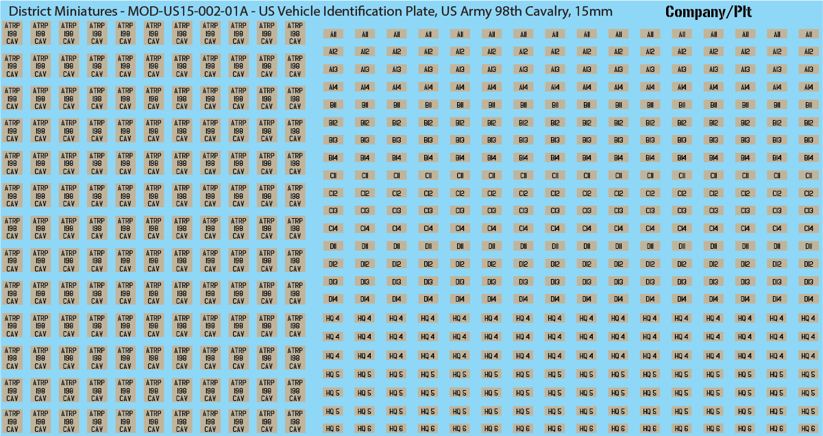 Modern US Vehicle Identification Plates, Mississippi Army National Guard, 15mm