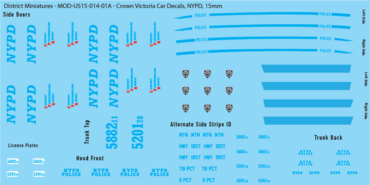 Crown Victoria Police Car Decals (Multiple Options), 15mm