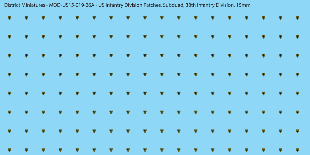 Modern US - US Infantry Division Patches, Subdued (Multiple Options), 15mm Decals