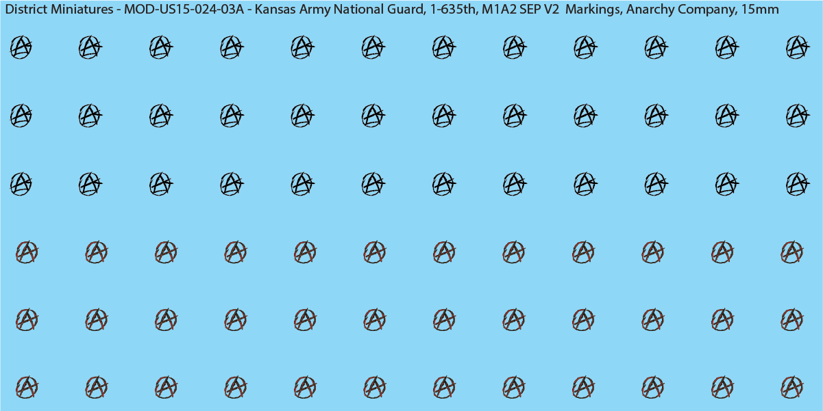 Modern US - Kansas Army National Guard, 1-635th (Multiple Options), 15mm Decals