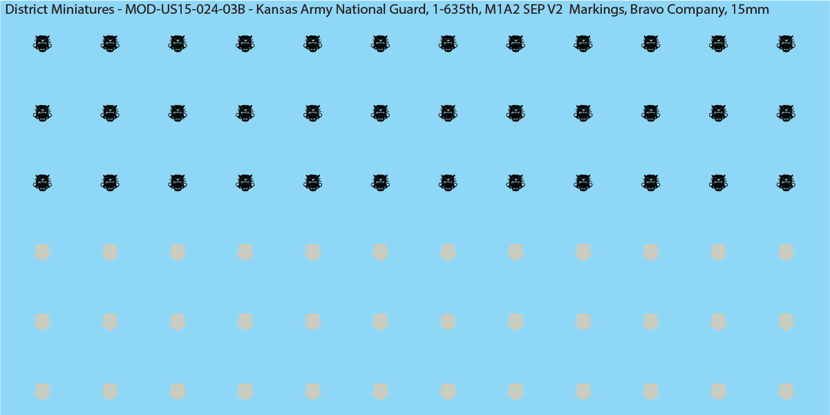 Modern US - Kansas Army National Guard, 1-635th (Multiple Options), 15mm Decals