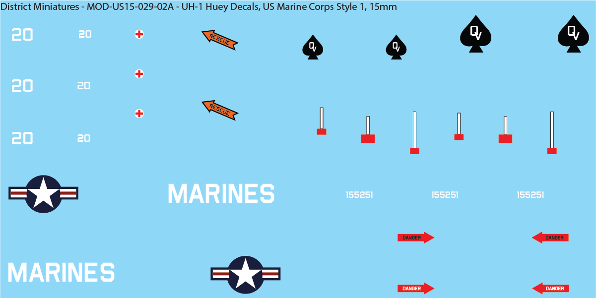 US Vietnam-Era UH-1 Huey (Multiple Options), 15mm