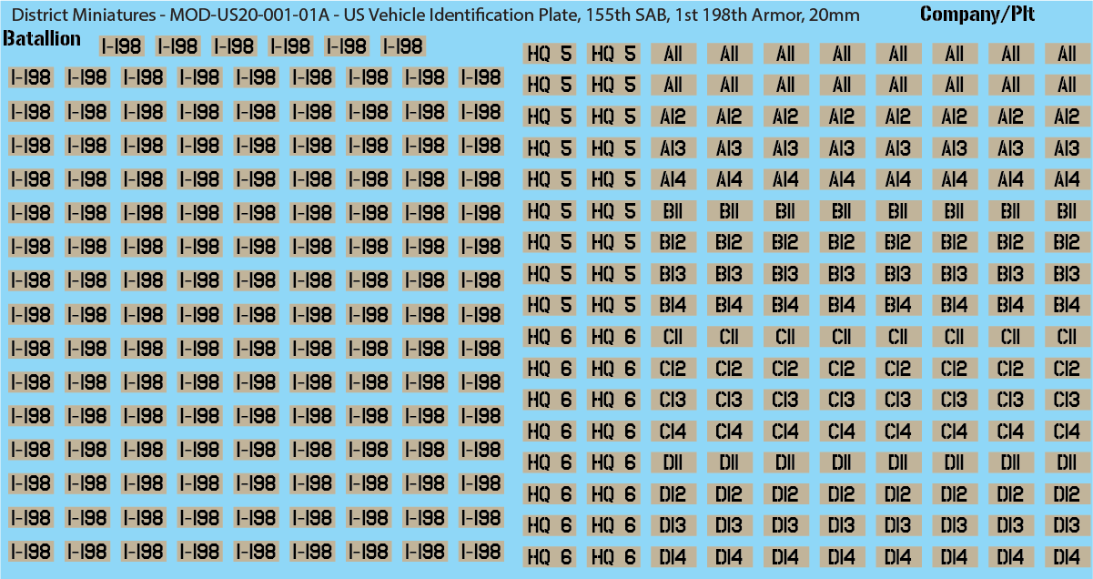 Modern US Vehicle Identification Plates, Mississippi Army National Guard, 20mm