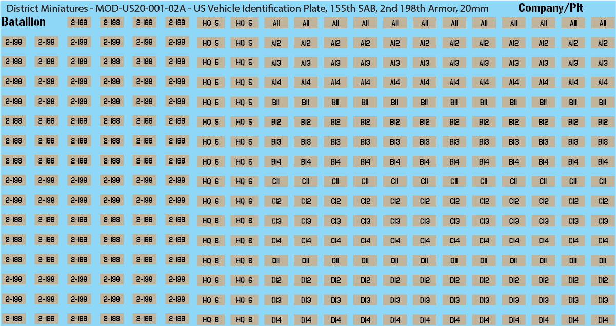 Modern US Vehicle Identification Plates, Mississippi Army National Guard, 20mm