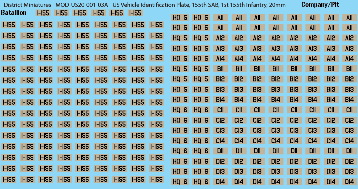 Modern US Vehicle Identification Plates, Mississippi Army National Guard, 20mm