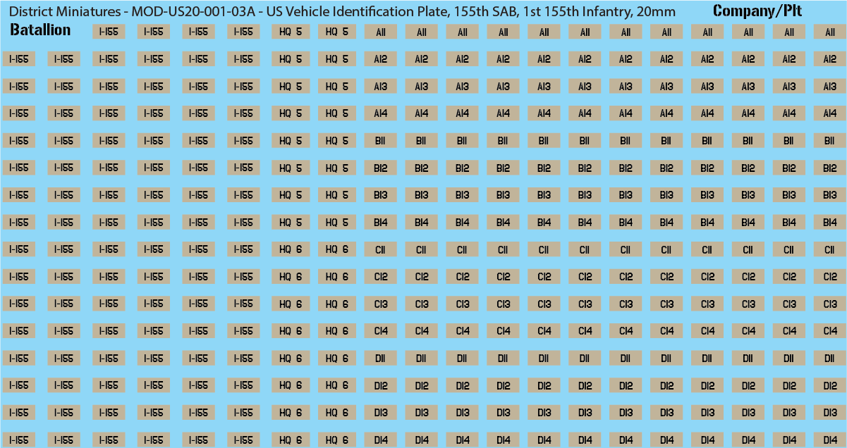 Modern US Vehicle Identification Plates, Mississippi Army National Guard, 20mm