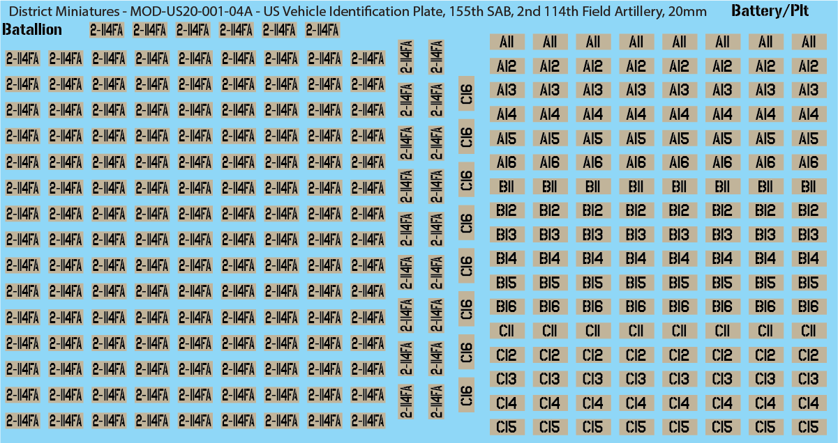 Modern US Vehicle Identification Plates, Mississippi Army National Guard, 20mm