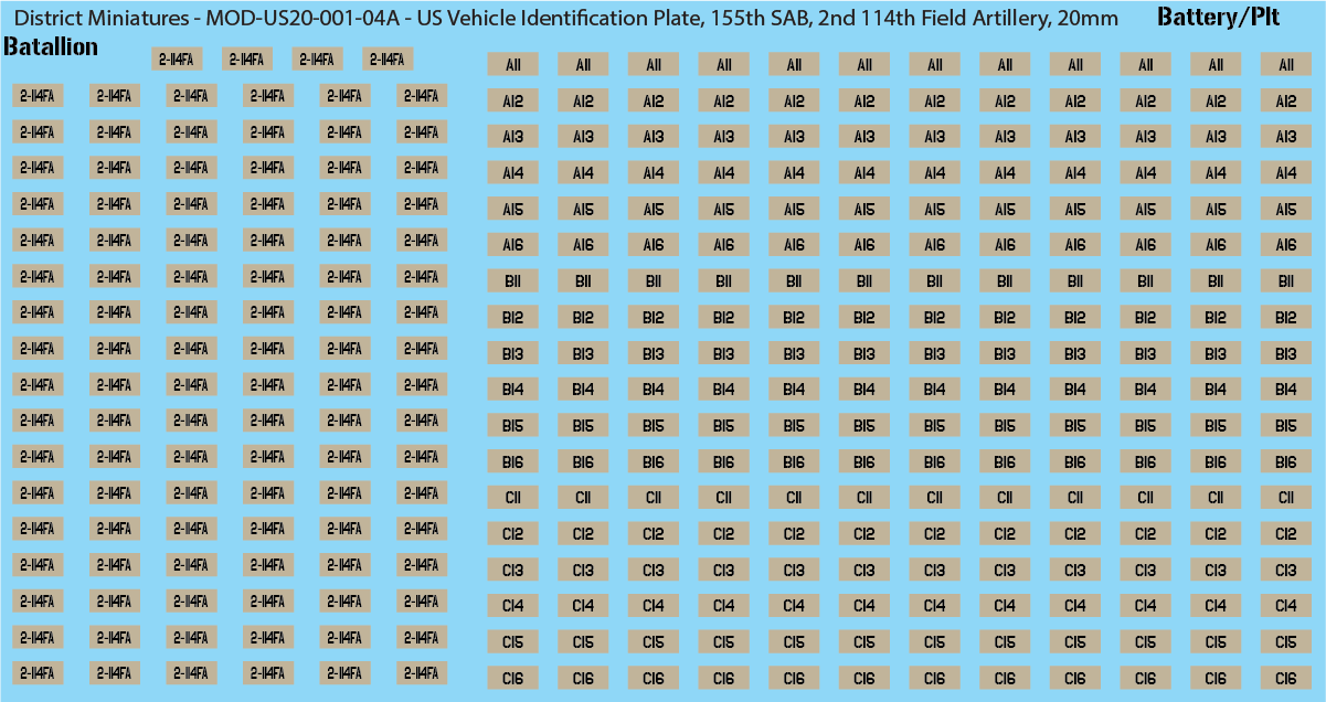 Modern US Vehicle Identification Plates, Mississippi Army National Guard, 20mm