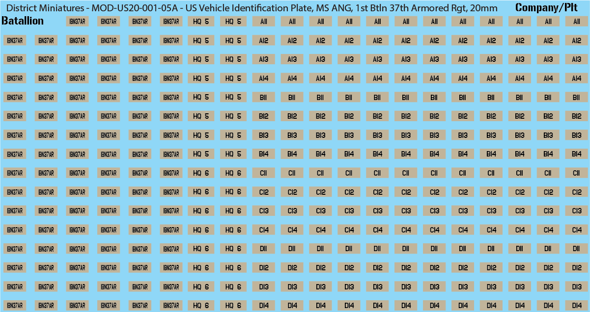 Modern US Vehicle Identification Plates, Mississippi Army National Guard, 20mm