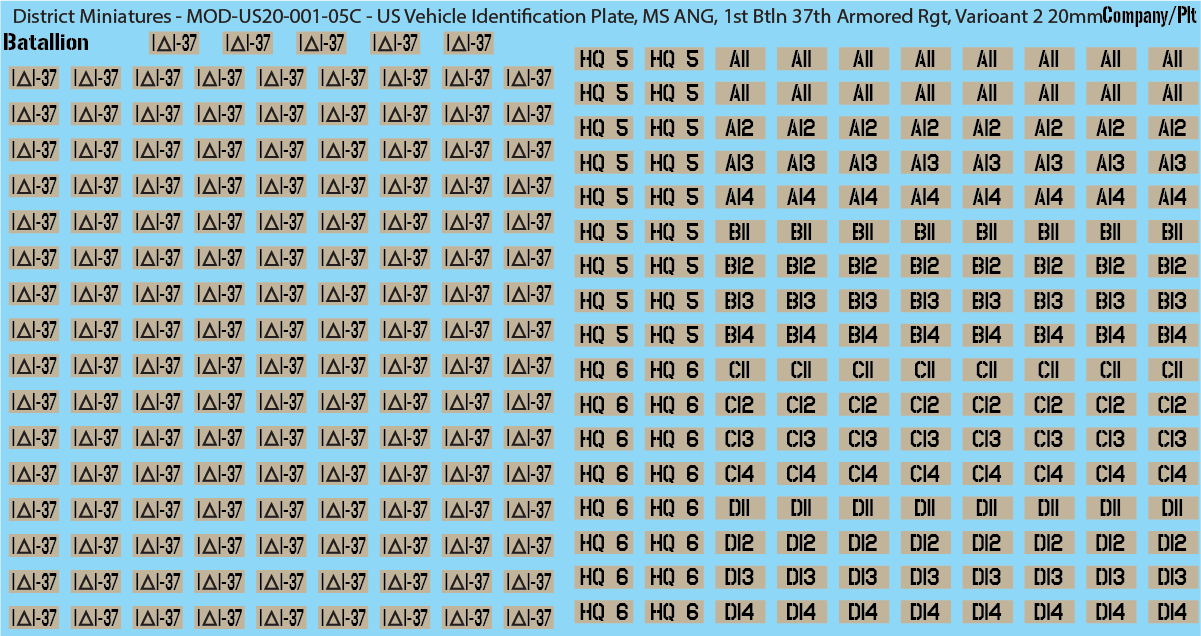 Modern US Vehicle Identification Plates, Mississippi Army National Guard, 20mm