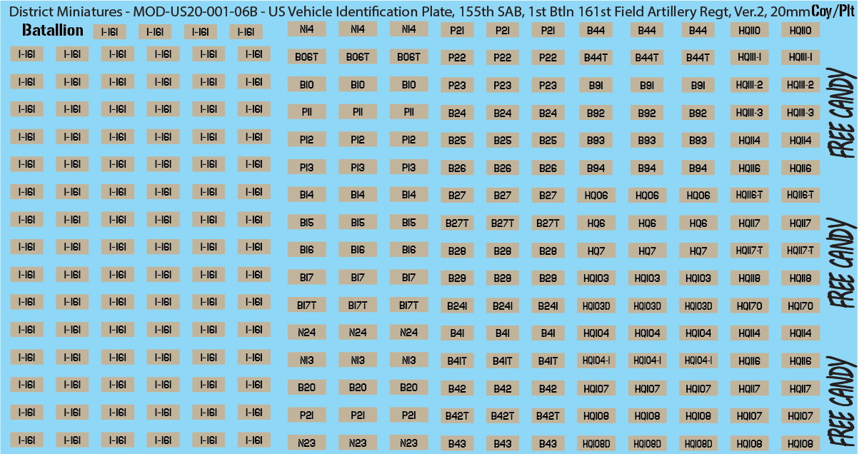 Modern US Vehicle Identification Plates, Mississippi Army National Guard, 20mm