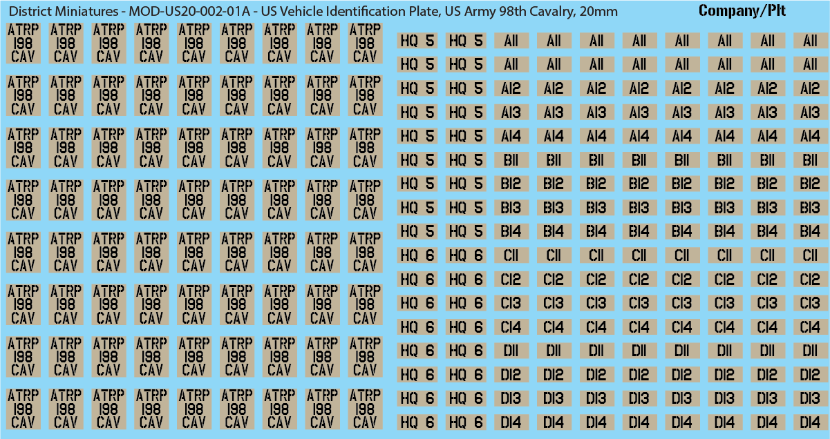 Modern US Vehicle Identification Plates, Mississippi Army National Guard, 20mm