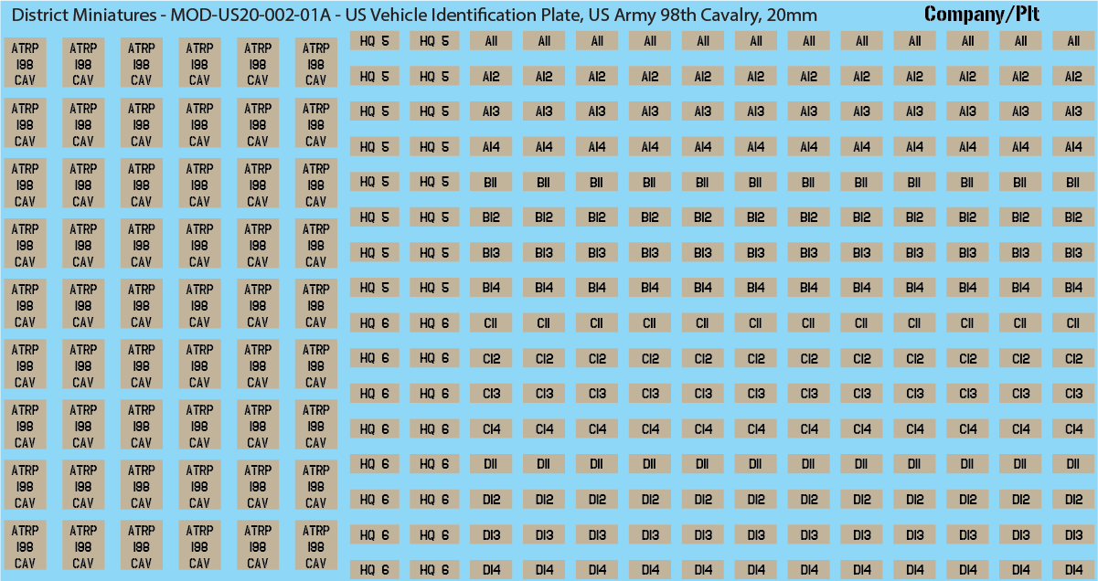 Modern US Vehicle Identification Plates, Mississippi Army National Guard, 20mm