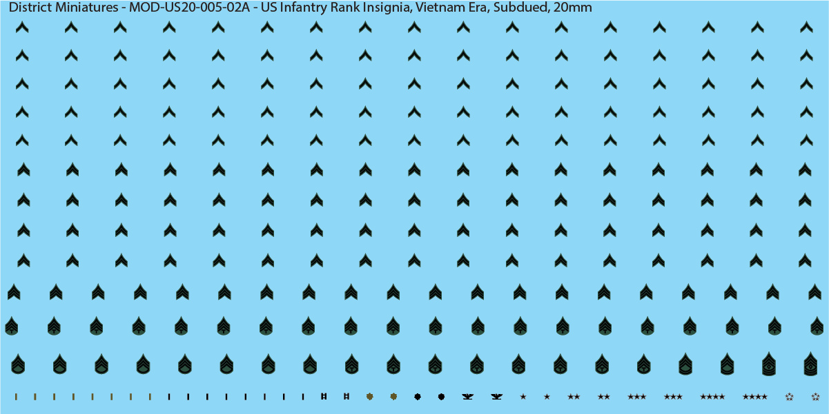 US Infantry Rank Insignia, Vietnam Era (Multiple Options), 20mm