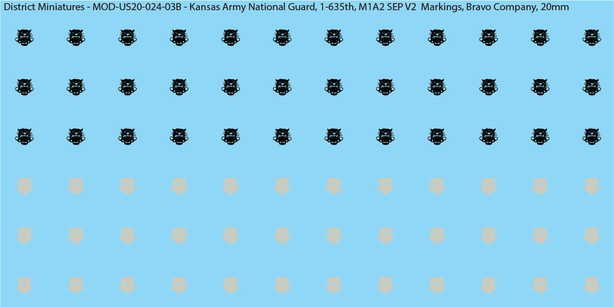 Modern US - Kansas Army National Guard, 1-635th (Multiple Options), 20mm Decals