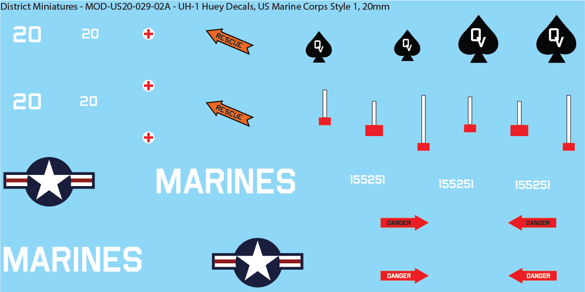 US Vietnam-Era UH-1 Huey (Multiple Options), 20mm