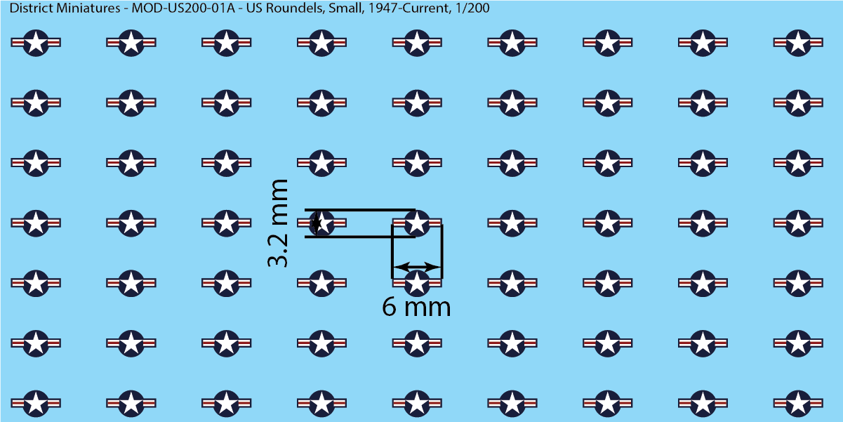 Modern US Aircraft Roundels (Multiple Options), 1/200 Decals