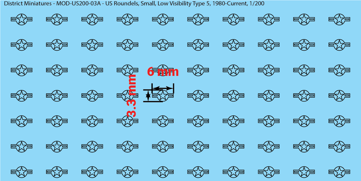 Modern US Aircraft Roundels (Multiple Options), 1/200 Decals