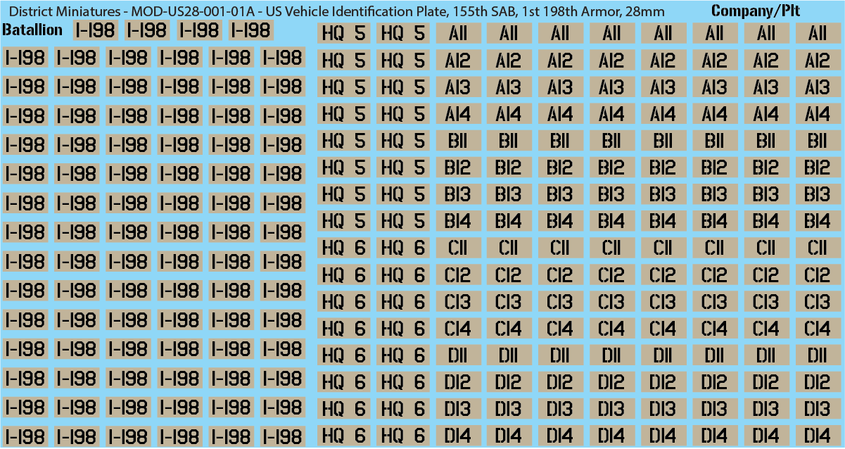 Modern US Vehicle Identification Plates, Mississippi Army National Guard, 28mm