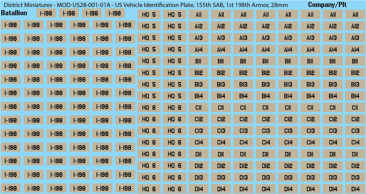 Modern US Vehicle Identification Plates, Mississippi Army National Guard, 28mm