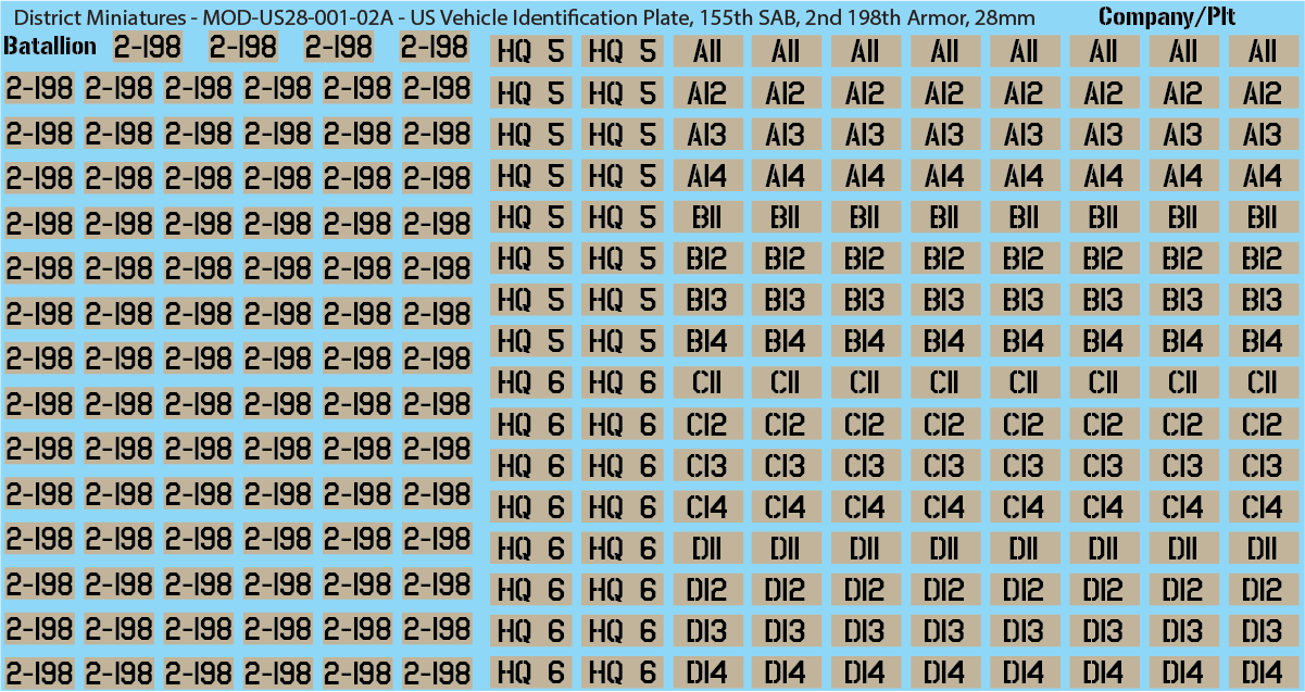 Modern US Vehicle Identification Plates, Mississippi Army National Guard, 28mm